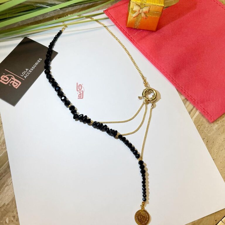 Half Black Necklace | Gold Plated - Image 4