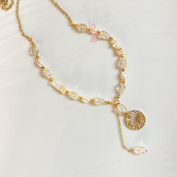 Stay Shine White Necklace | Crystal | Gold Plated