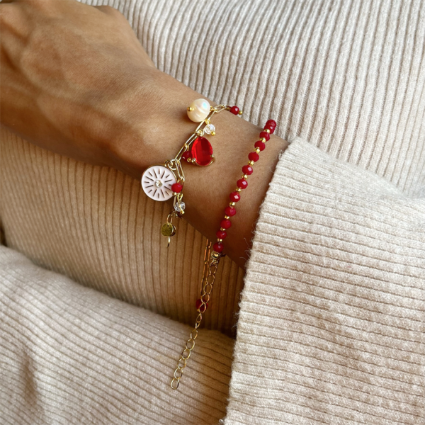 New Year Bracelet | Red Crystal | Gold Plated Bracelet - Image 2