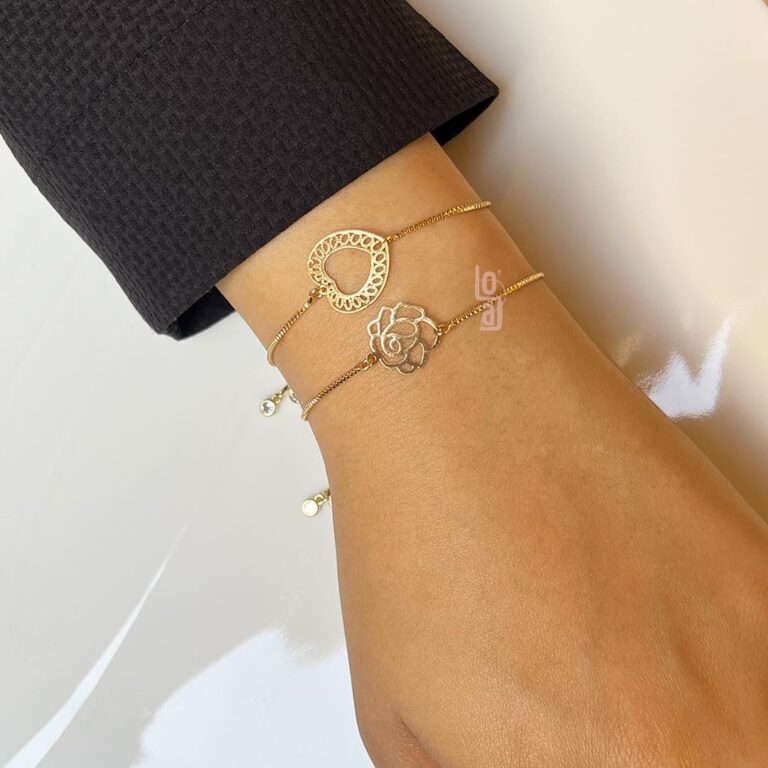 Heart & Flower Bracelet | Gold Plated - Image 2