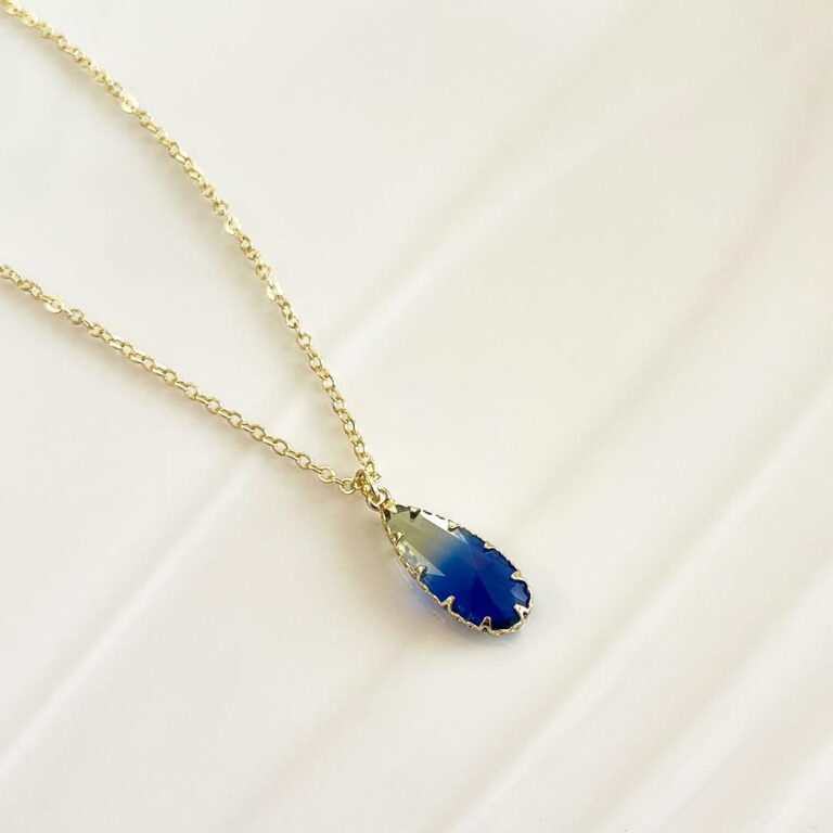 Blue Transparent Necklace | Crystal | Gold Plated