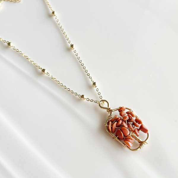 Tree Necklace | Gold Plated | Blazing Brown - Image 2
