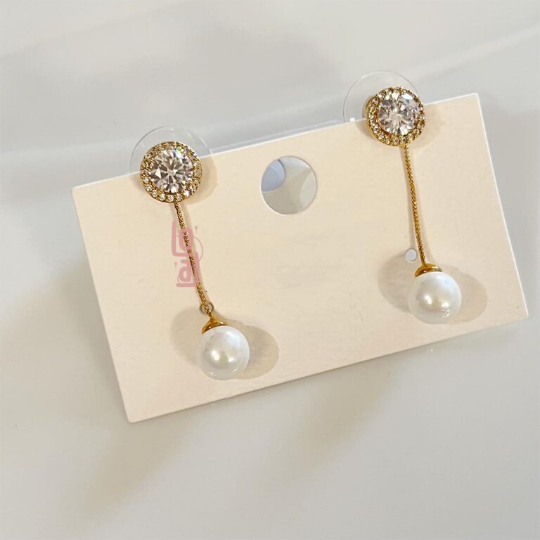 Natural Pearl & Diamond Earrings | Gold Plated