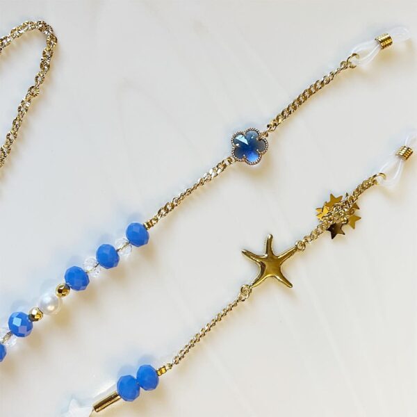 Glass Chain | Natural Rocks | Gold Plated | Blue Crystal - Image 4